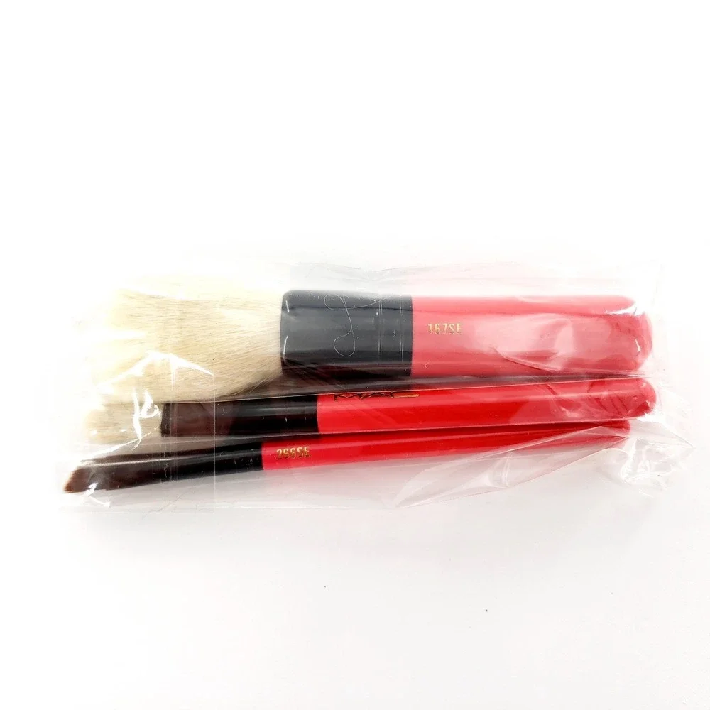 MAC Nutcracker Sweet Essential Brush Kit 3 Mini Brushes & Case New Open Box